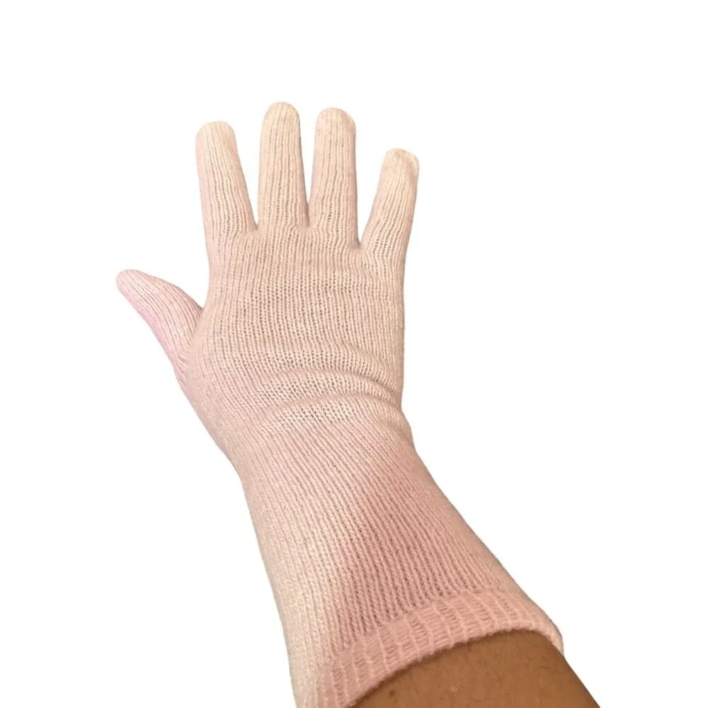 Vintage Portolano Womens Pink Knit Cashmere Gloves Stretch Fit Size 7